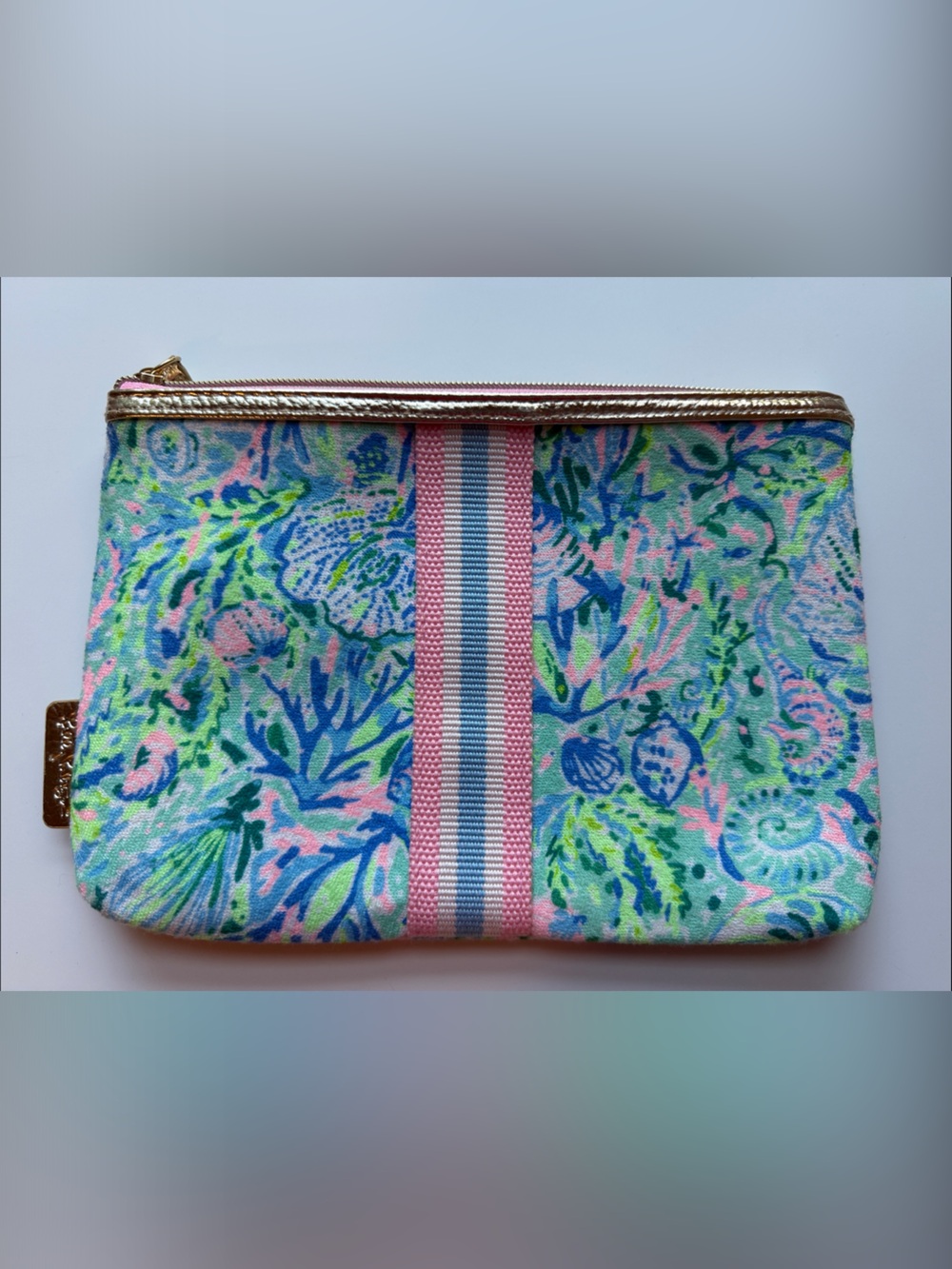 Lilly Pulitzer Pastel Floral Zip Pouch - Pink, Blue & Green